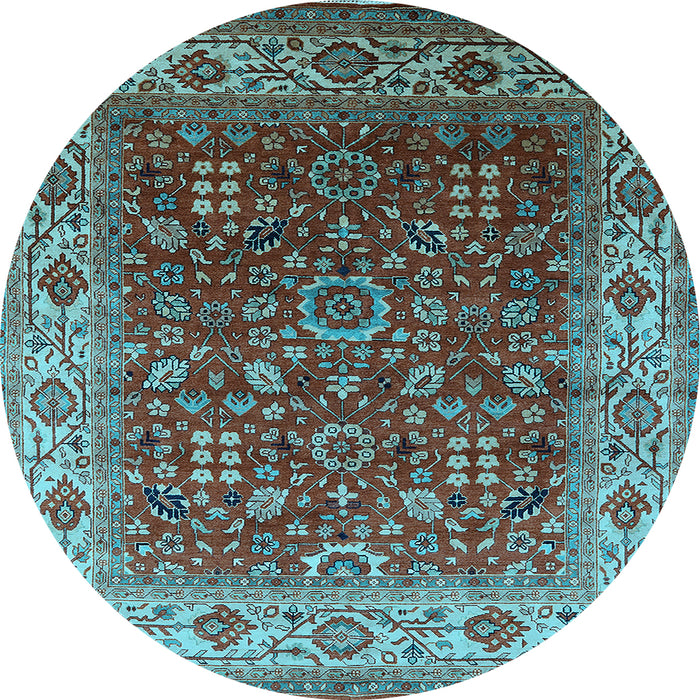 Round Oriental Light Blue Traditional Rug, urb2630lblu