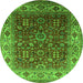 Round Machine Washable Oriental Green Traditional Area Rugs, wshurb2630grn