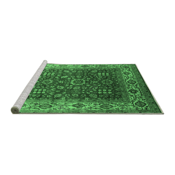 Sideview of Machine Washable Oriental Emerald Green Traditional Area Rugs, wshurb2630emgrn