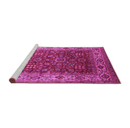 Sideview of Machine Washable Oriental Pink Traditional Rug, wshurb2630pnk