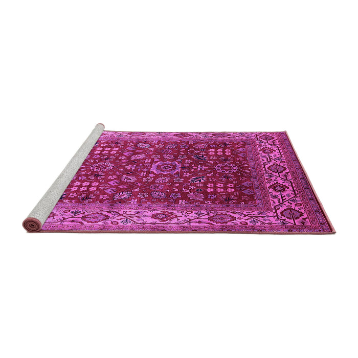 Sideview of Machine Washable Oriental Pink Traditional Rug, wshurb2630pnk
