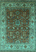 Machine Washable Oriental Turquoise Traditional Area Rugs, wshurb2630turq