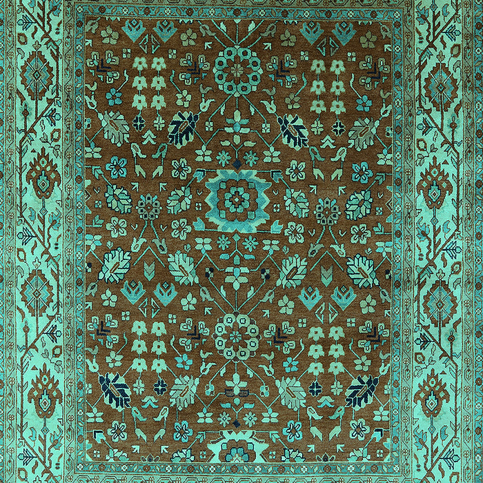 Machine Washable Oriental Turquoise Traditional Area Rugs, wshurb2630turq