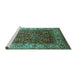 Sideview of Machine Washable Oriental Turquoise Traditional Area Rugs, wshurb2630turq