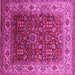 Square Machine Washable Oriental Pink Traditional Rug, wshurb2630pnk