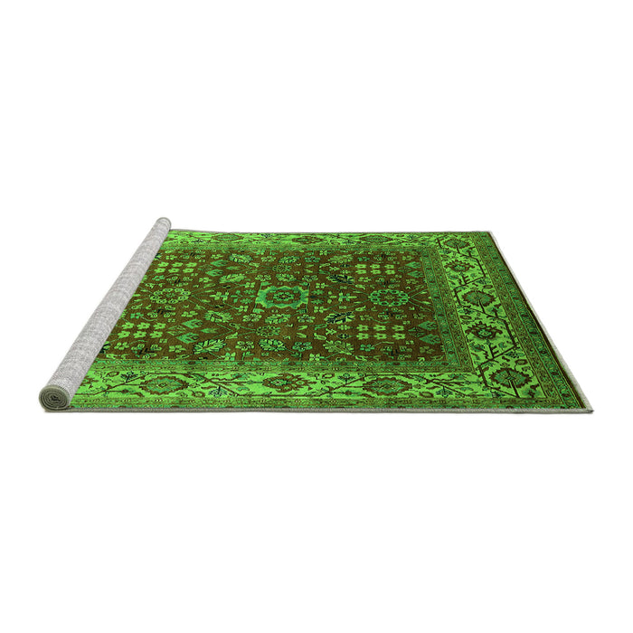 Sideview of Machine Washable Oriental Green Traditional Area Rugs, wshurb2630grn