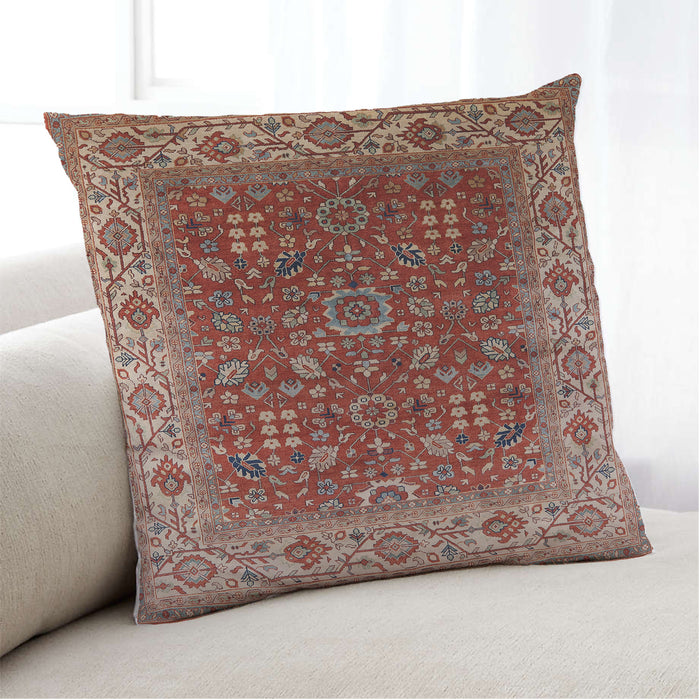 Lifestyle Image of Mid-Century Modern Urban Square Red Throw Pillow, 18 inch by 18 inch, pwurb2630