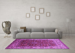 Machine Washable Oriental Purple Traditional Area Rugs in a Living Room, wshurb2630pur