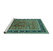 Sideview of Machine Washable Oriental Turquoise Traditional Area Rugs, wshurb2631turq