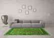 Machine Washable Oriental Green Traditional Area Rugs in a Living Room,, wshurb2631grn