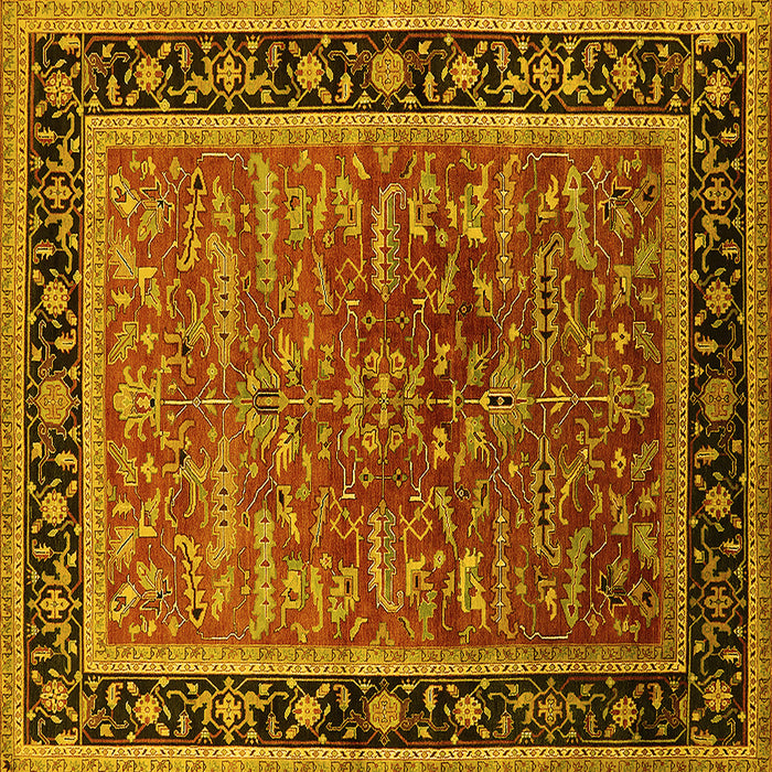 Square Oriental Yellow Traditional Rug, urb2631yw