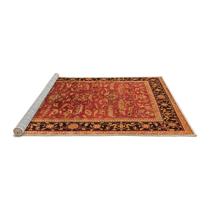 Sideview of Machine Washable Oriental Orange Traditional Area Rugs, wshurb2631org