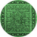 Round Oriental Emerald Green Traditional Rug, urb2631emgrn