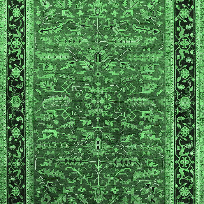 Machine Washable Oriental Emerald Green Traditional Area Rugs, wshurb2631emgrn