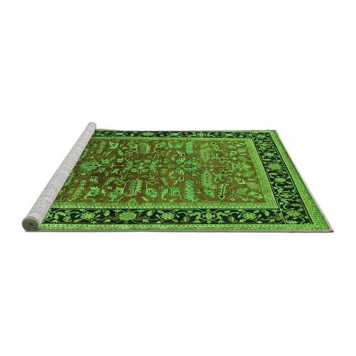 Sideview of Machine Washable Oriental Green Traditional Area Rugs, wshurb2631grn