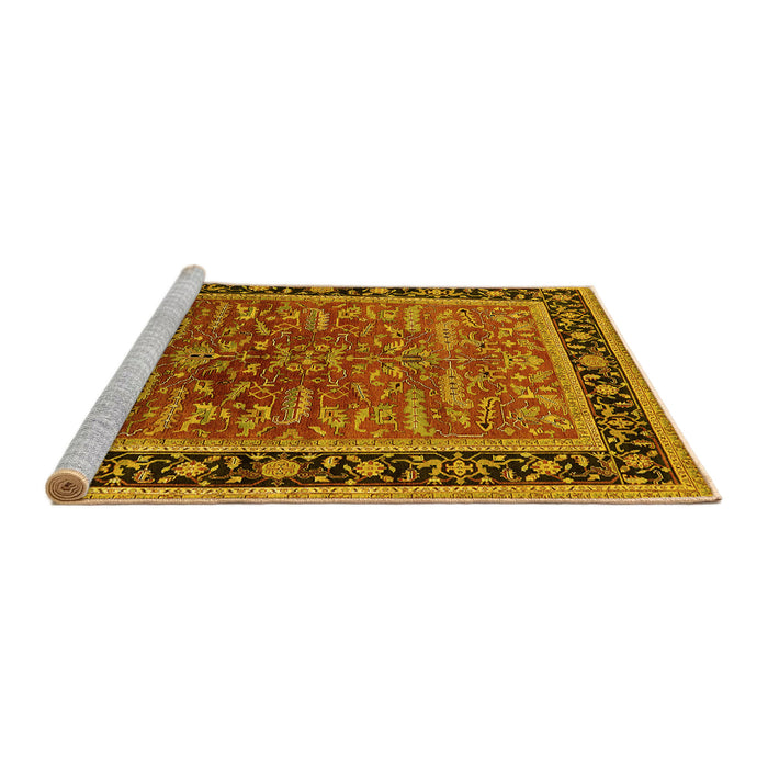 Sideview of Machine Washable Oriental Yellow Traditional Rug, wshurb2631yw