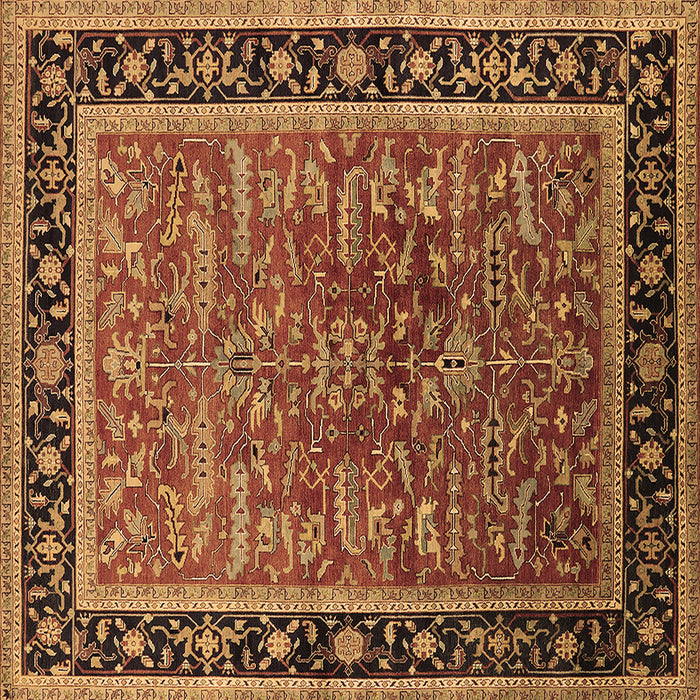 Square Machine Washable Oriental Brown Traditional Rug, wshurb2631brn