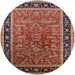 Round Mid-Century Modern Light Copper Gold Oriental Rug, urb2631