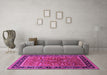 Machine Washable Oriental Pink Traditional Rug in a Living Room, wshurb2631pnk