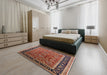 Mid-Century Modern Light Copper Gold Oriental Rug in a Bedroom, urb2631