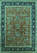 Machine Washable Oriental Turquoise Traditional Area Rugs, wshurb2631turq