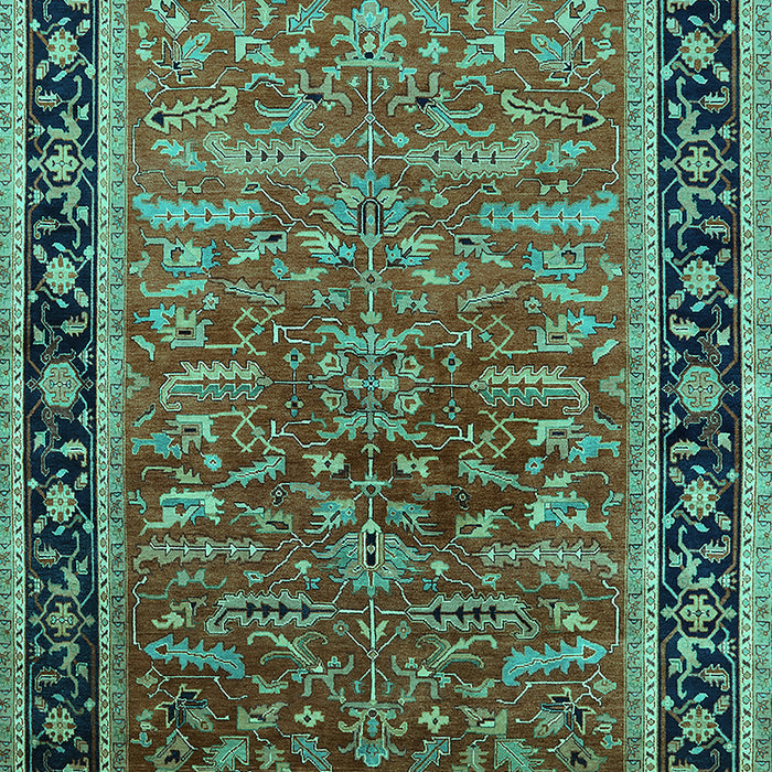 Machine Washable Oriental Turquoise Traditional Area Rugs, wshurb2631turq