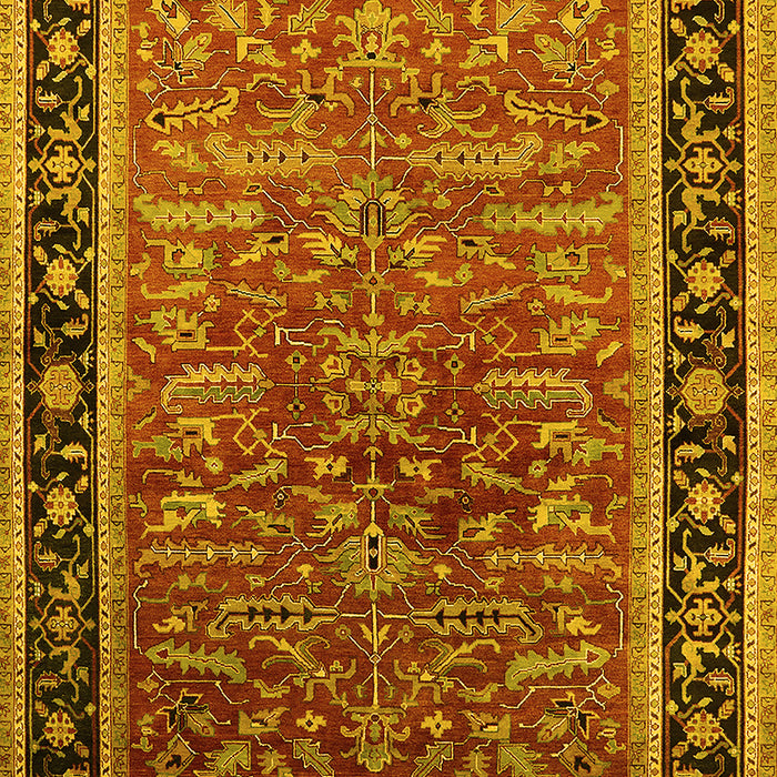 Machine Washable Oriental Yellow Traditional Rug, wshurb2631yw