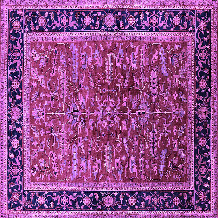Square Machine Washable Oriental Purple Traditional Area Rugs, wshurb2631pur