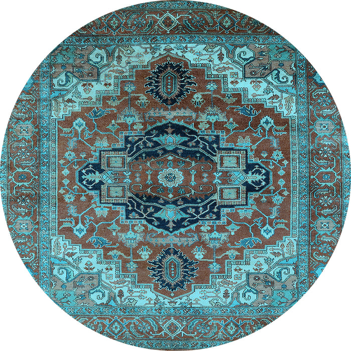 Round Persian Light Blue Traditional Rug, urb2632lblu