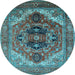 Round Persian Light Blue Traditional Rug, urb2632lblu