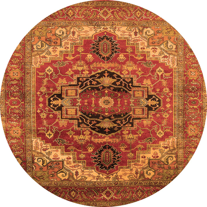 Round Machine Washable Persian Orange Traditional Area Rugs, wshurb2632org