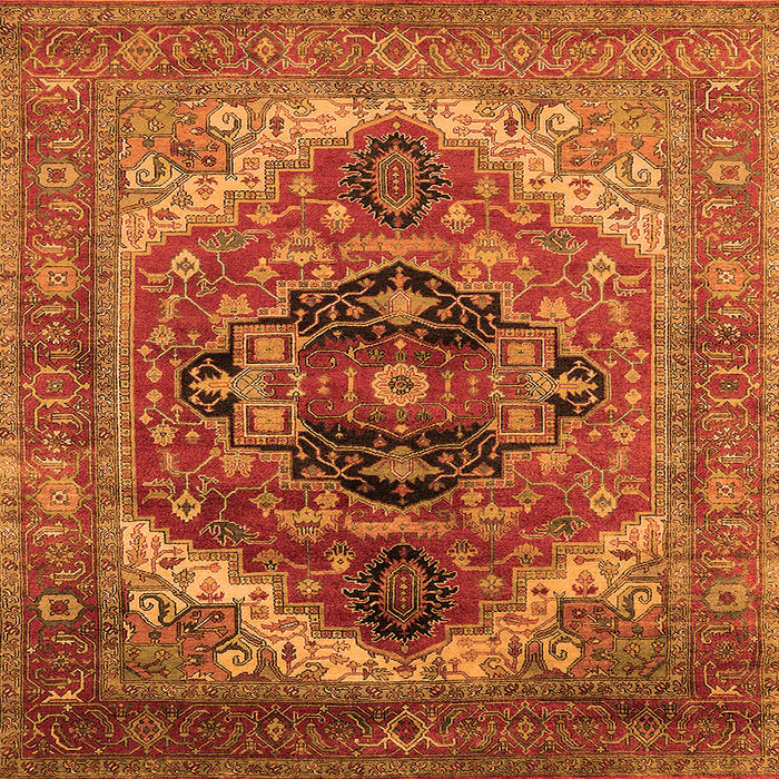 Square Machine Washable Persian Orange Traditional Area Rugs, wshurb2632org