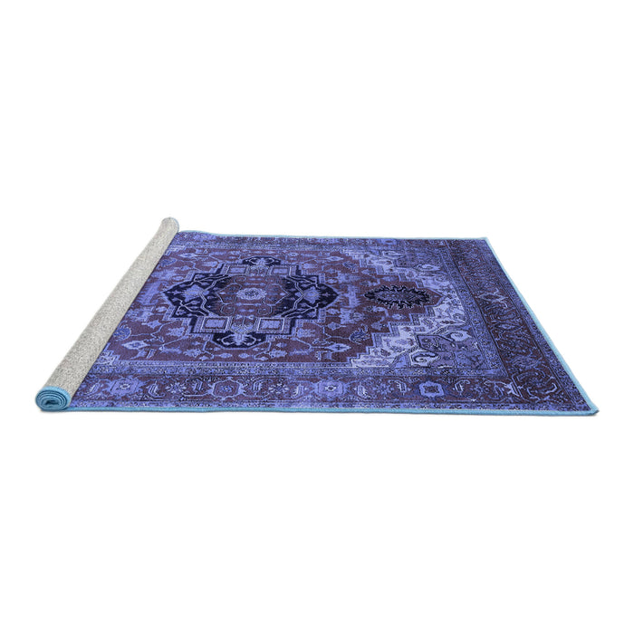 Sideview of Machine Washable Persian Blue Traditional Rug, wshurb2632blu
