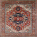 Square Mid-Century Modern Fire Brick Red Persian Rug, urb2632