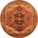 Round Persian Orange Traditional Rug, urb2632org