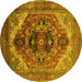 Round Machine Washable Persian Yellow Traditional Rug, wshurb2632yw