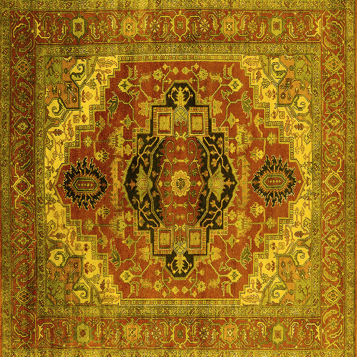 Square Machine Washable Persian Yellow Traditional Rug, wshurb2632yw