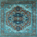 Square Machine Washable Persian Light Blue Traditional Rug, wshurb2632lblu