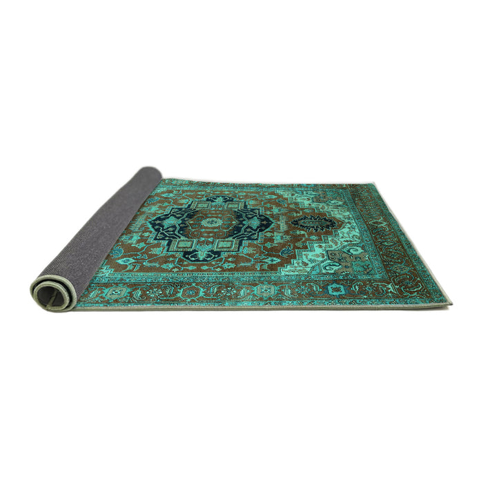Sideview of Persian Turquoise Traditional Rug, urb2632turq