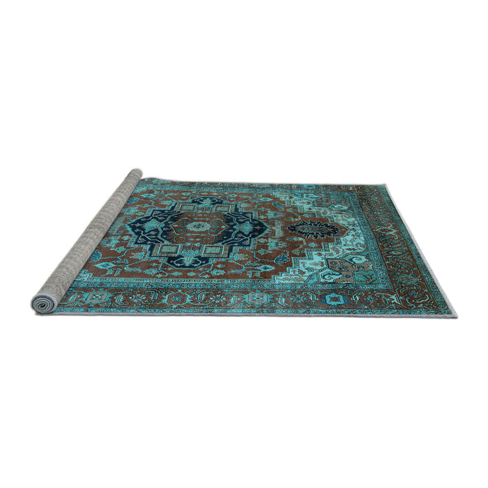 Sideview of Machine Washable Persian Light Blue Traditional Rug, wshurb2632lblu