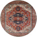 Round Mid-Century Modern Fire Brick Red Persian Rug, urb2632