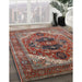 Mid-Century Modern Fire Brick Red Persian Rug in Family Room, urb2632