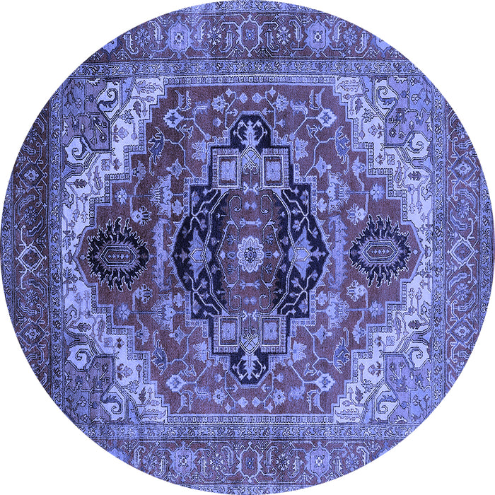 Round Persian Blue Traditional Rug, urb2632blu