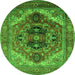 Round Persian Green Traditional Rug, urb2632grn