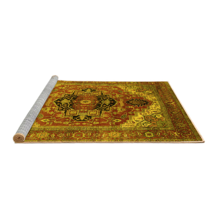 Sideview of Machine Washable Persian Yellow Traditional Rug, wshurb2632yw