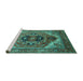 Sideview of Machine Washable Persian Turquoise Traditional Area Rugs, wshurb2632turq