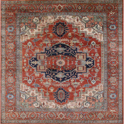 Square Machine Washable Industrial Modern Fire Brick Red Rug, wshurb2632