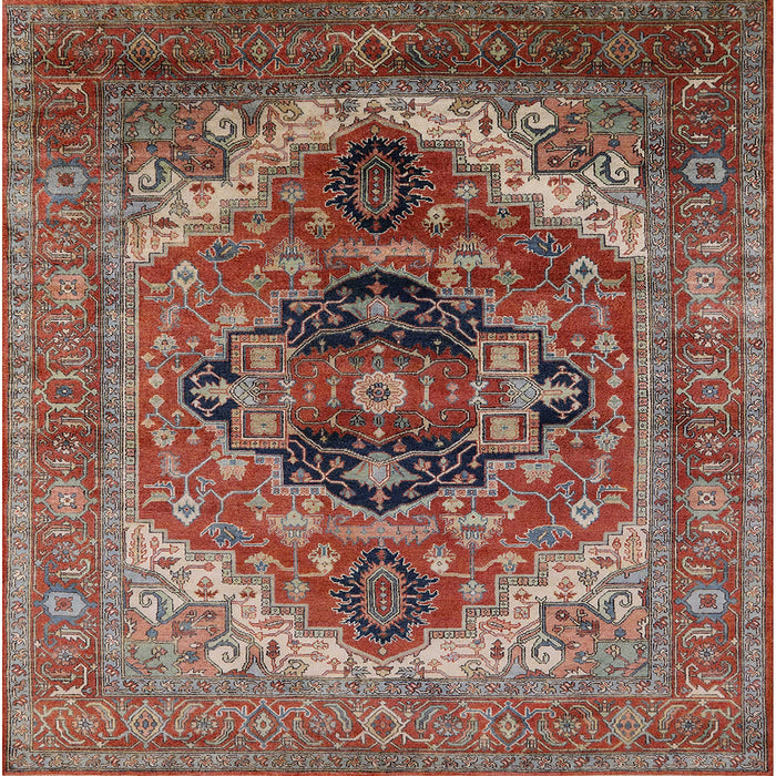 Square Machine Washable Industrial Modern Fire Brick Red Rug, wshurb2632