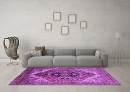 Machine Washable Persian Purple Traditional Area Rugs in a Living Room, wshurb2632pur