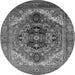 Round Machine Washable Persian Gray Traditional Rug, wshurb2632gry